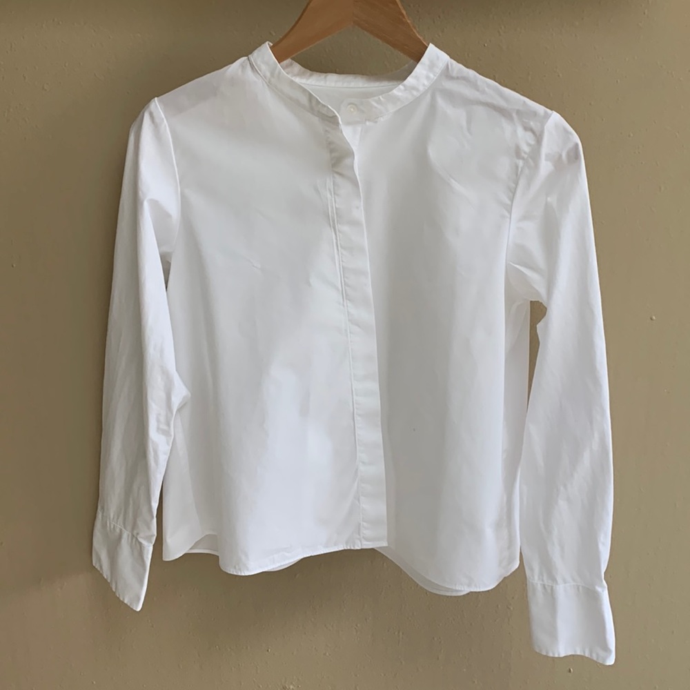 Muji Collarless White Shirt